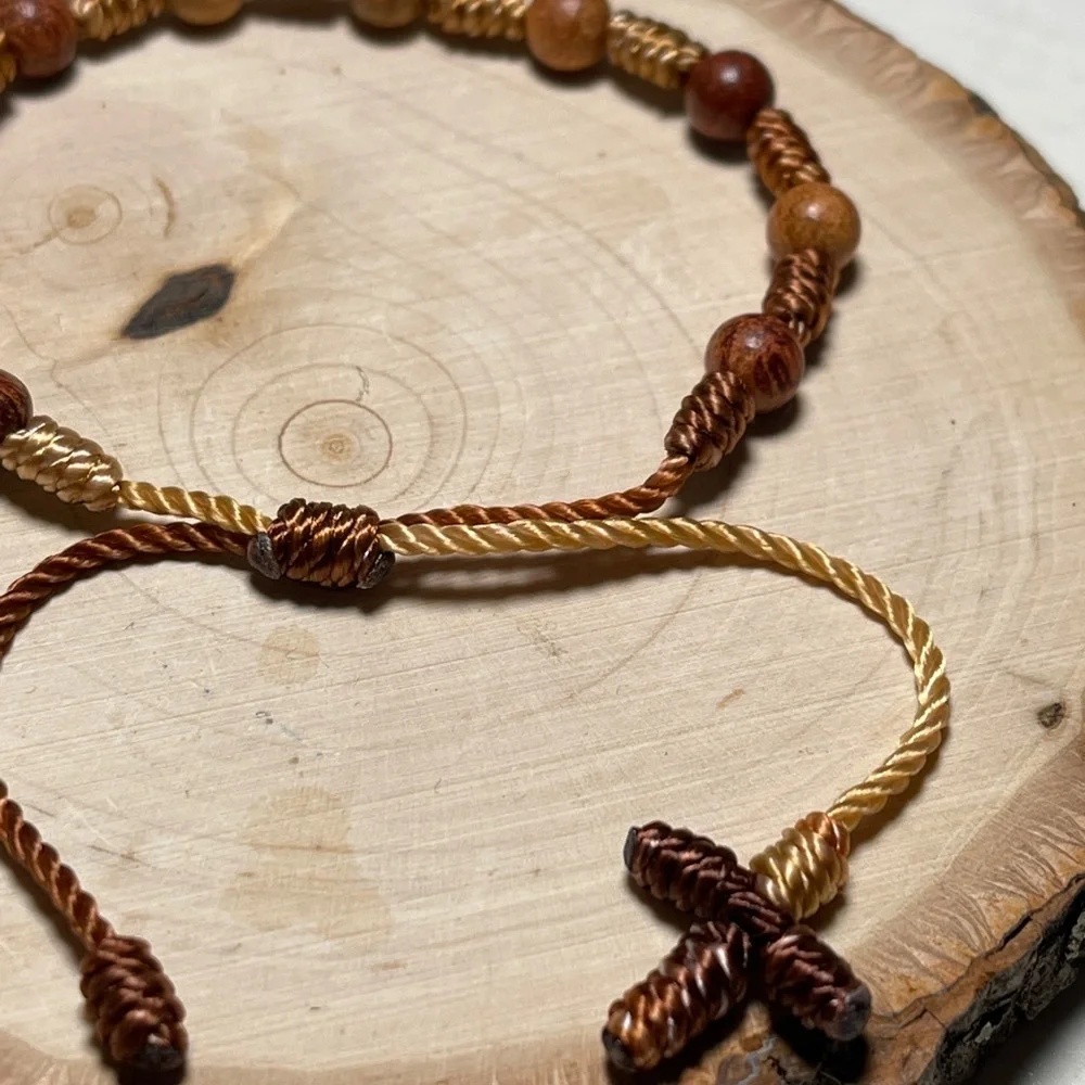 Brown wooden beaded rosary